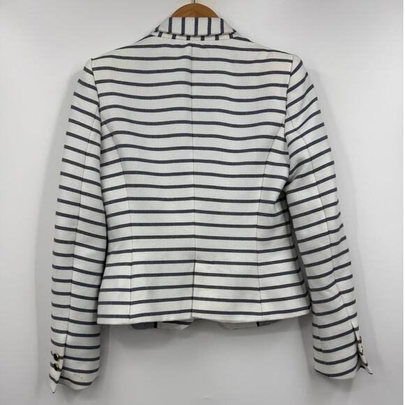 Zara Blazer Womens Nautical Single‎ Breast Stripped Blue White Size Small - Picture 8 of 11